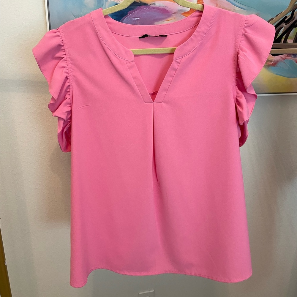 Pink Ruffled Sleeve Top Cottagecore - Picture 3 of 8